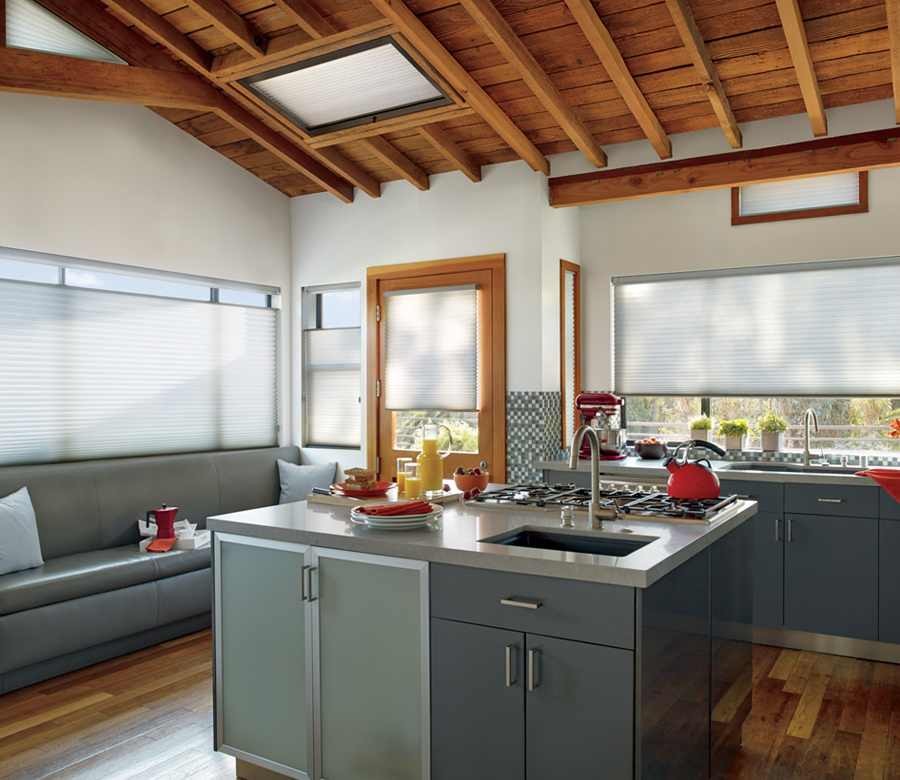 kitchen top down bottom up shades Hunter Douglas Applause Honeycomb Shades skylight shades St paul 55113