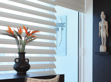 White Hunter Douglas Pirouette shades sheer shades to opaque Maple Grove 55369