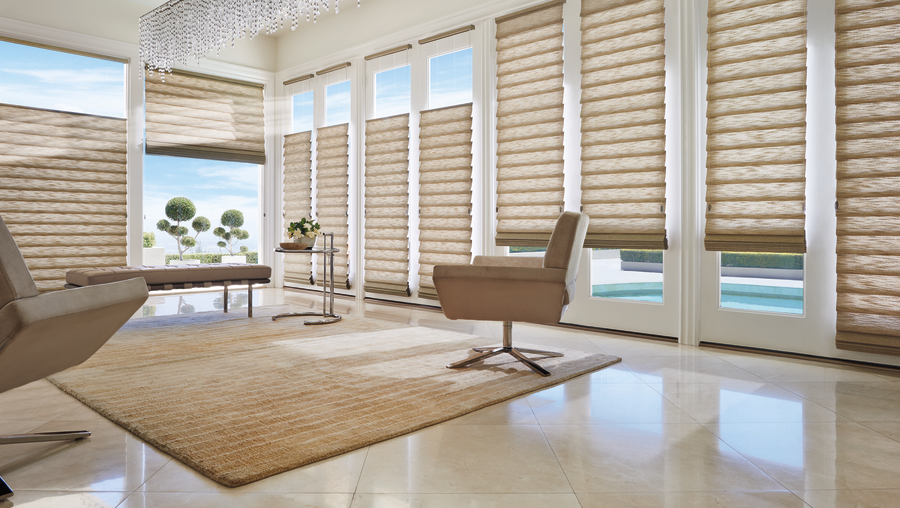 stacking custom roman shades Hunter Douglas Maple Grove 55369