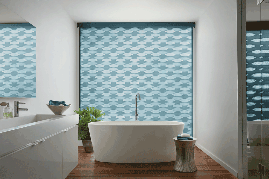 bathroom solutions design banded shades Hunter Douglas Burnsville 55337