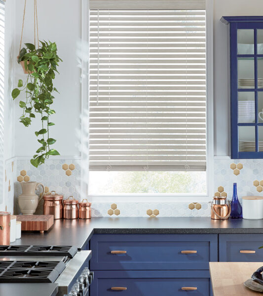 faux wood kitchen blinds as remote control blinds Maple Grove MN