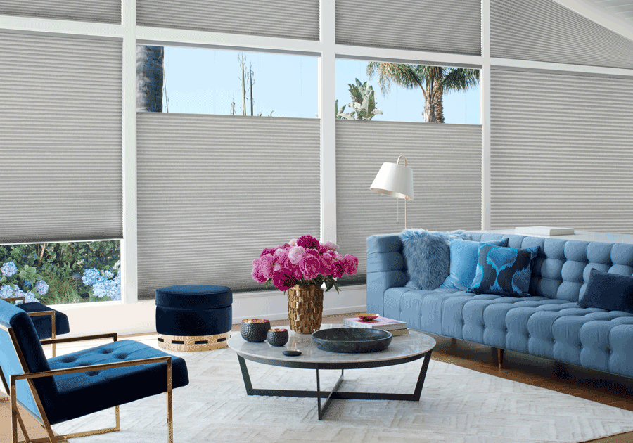 living room top down shades duette honeycomb shades Hunter Douglas St Paul 55113