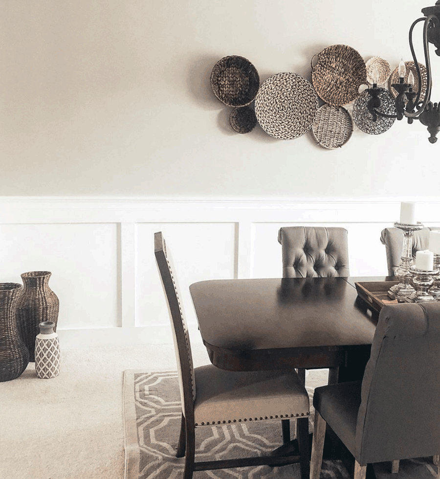 Cozy and neutral dining room features an accent wall as a style statement in Minneapolis, MN.