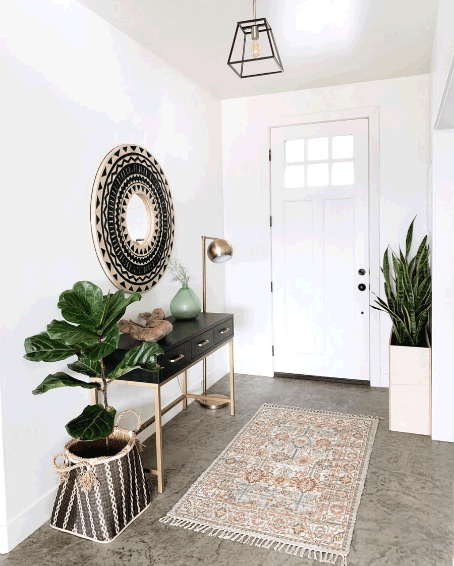 Modern and organic foyer filled with style statements in Minneapolis, MN.