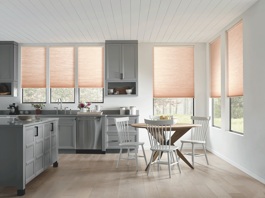 Kitchen with window treatments to rid the glare with stylish design picks 