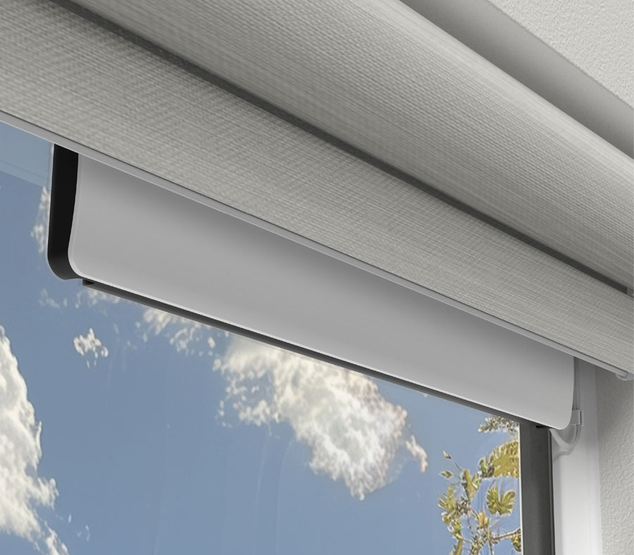 Hunter Douglas solar charger installed in window for PowerView motorized shades