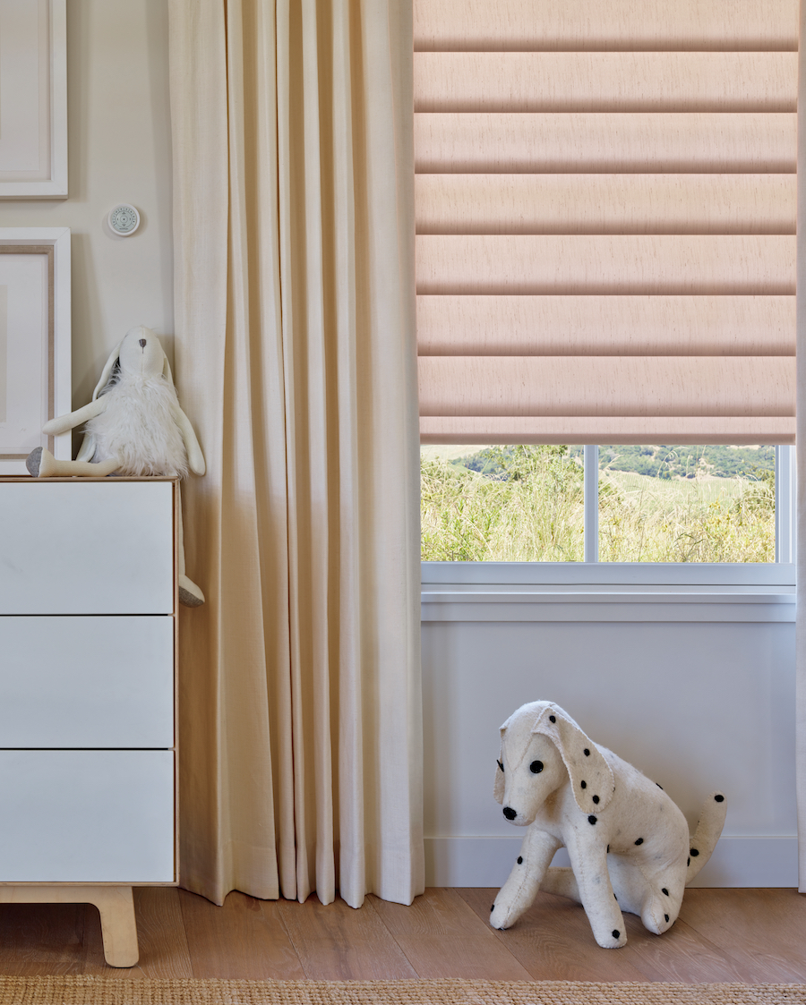 smart shades in nursery for child safety with cordless window coverings Minneapolis MN