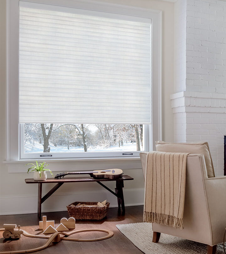 white cellular roller shades in Burnsville MN living room