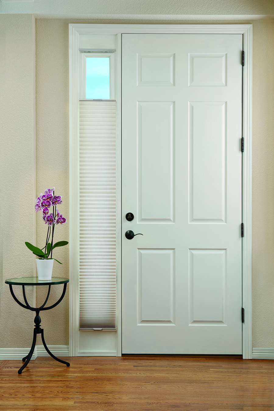 Duette shades in entryway of St. Paul home