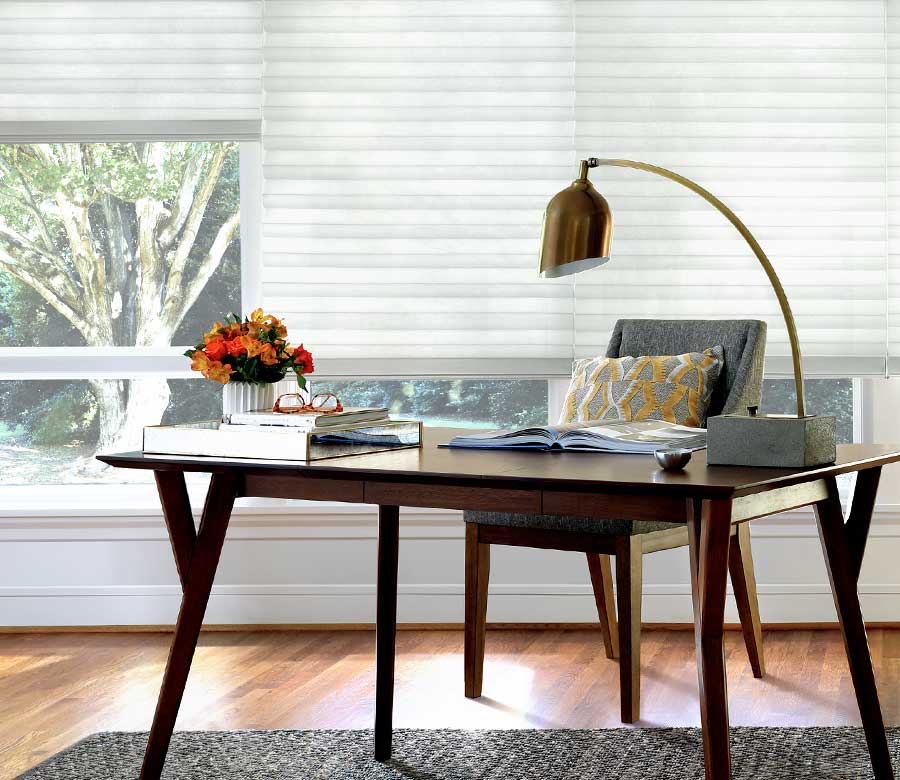 contemporary white office shades hunter douglas