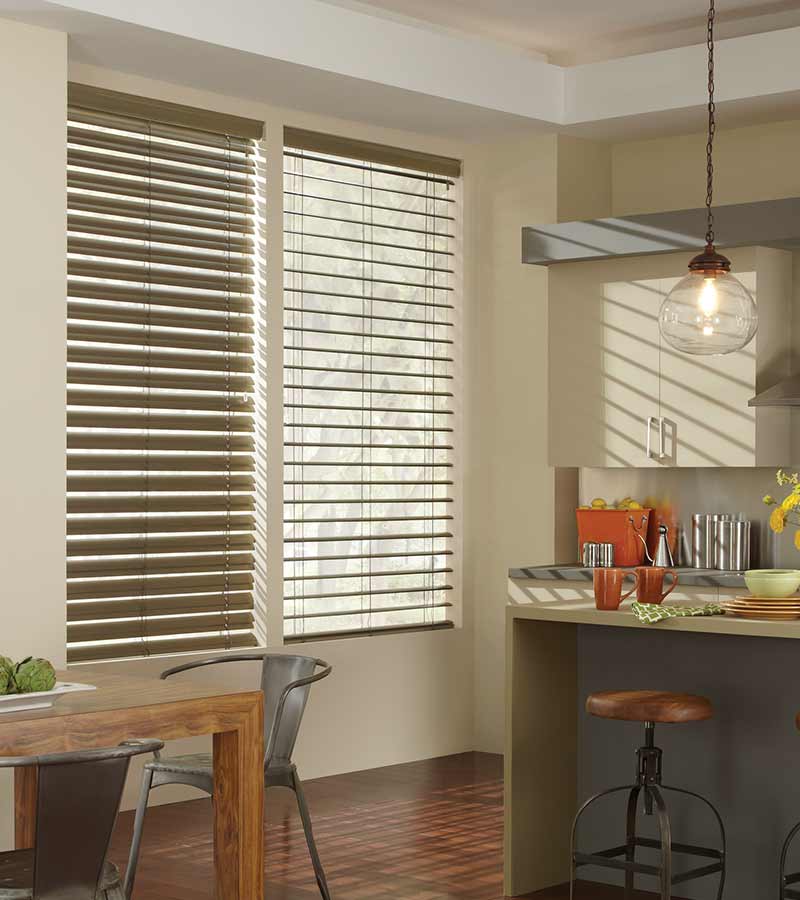 beige kitchen with horizontal aluminum blinds in Minneapolis, MN