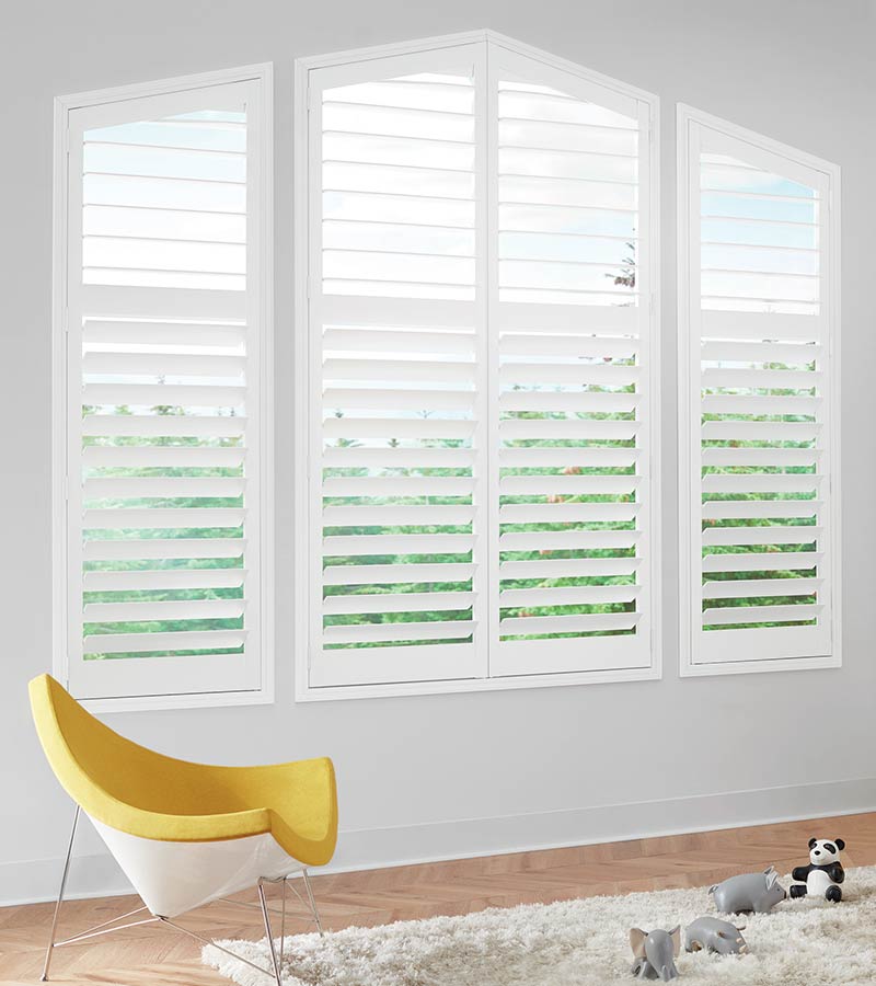 shutters for angled windows and child safety in Maple Grove, MN