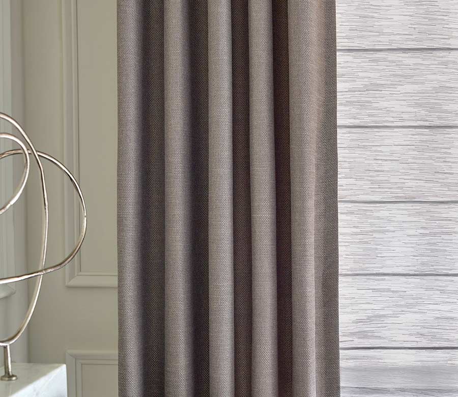 detail of custom fabric drapes soft purple color in Minneapolis, MN
