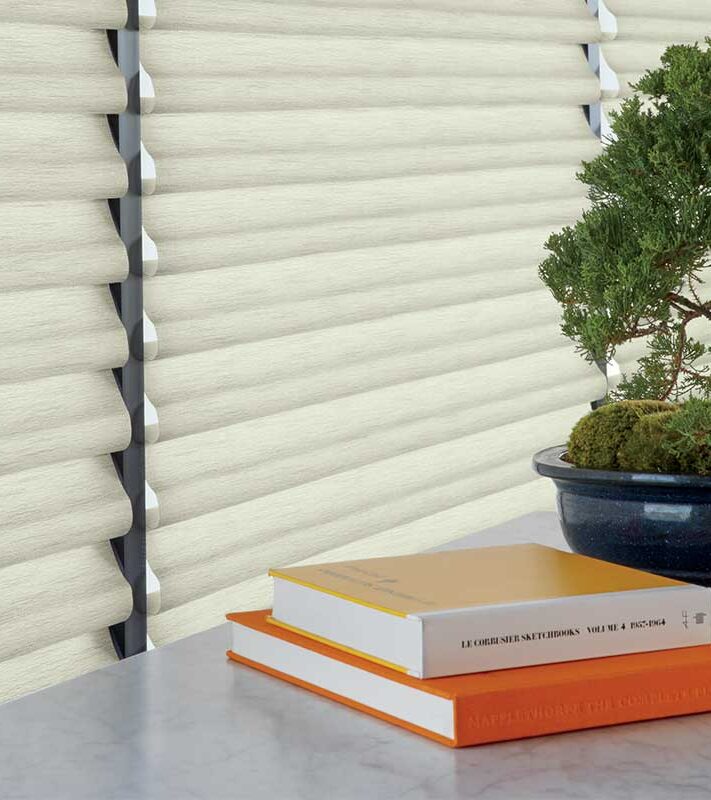 Detail of cream vignette roman shades