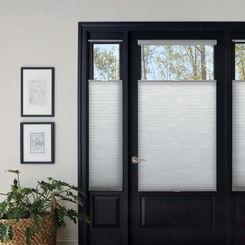 front entry shades on door with top down shades