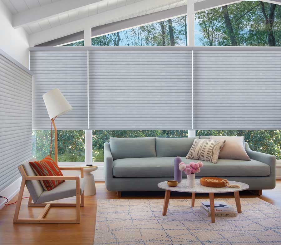 cellular roller shades on large windows