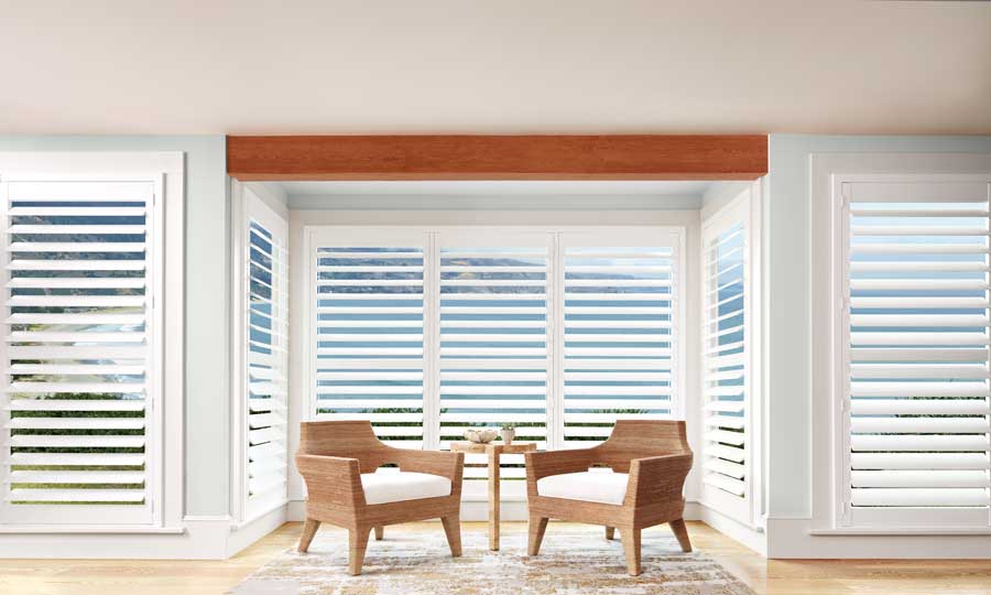 white shutters on sunroom niche in St Paul home