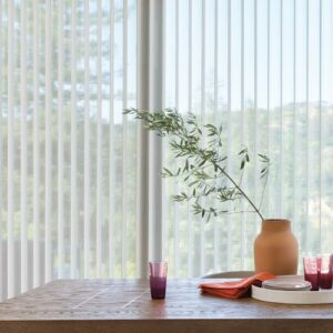 Luminette® Privacy Sheers filtering sunlight through windows and doors