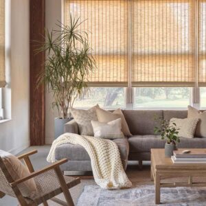 woven roman blinds cozy living room