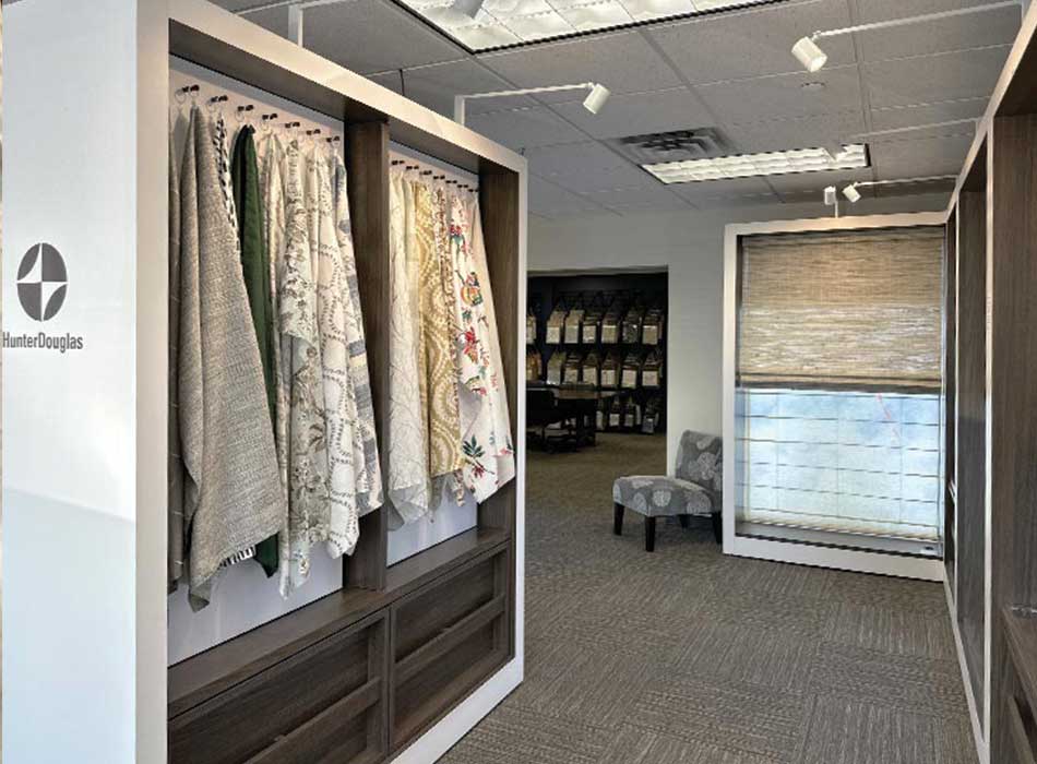 showroom interior aero drapery and blind