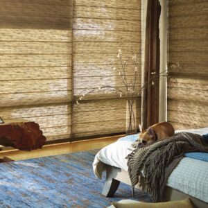 alustra-woven-textures-roman-shades-for-earthy-bedroom-hunter-douglas-aero-drapery-and-blind