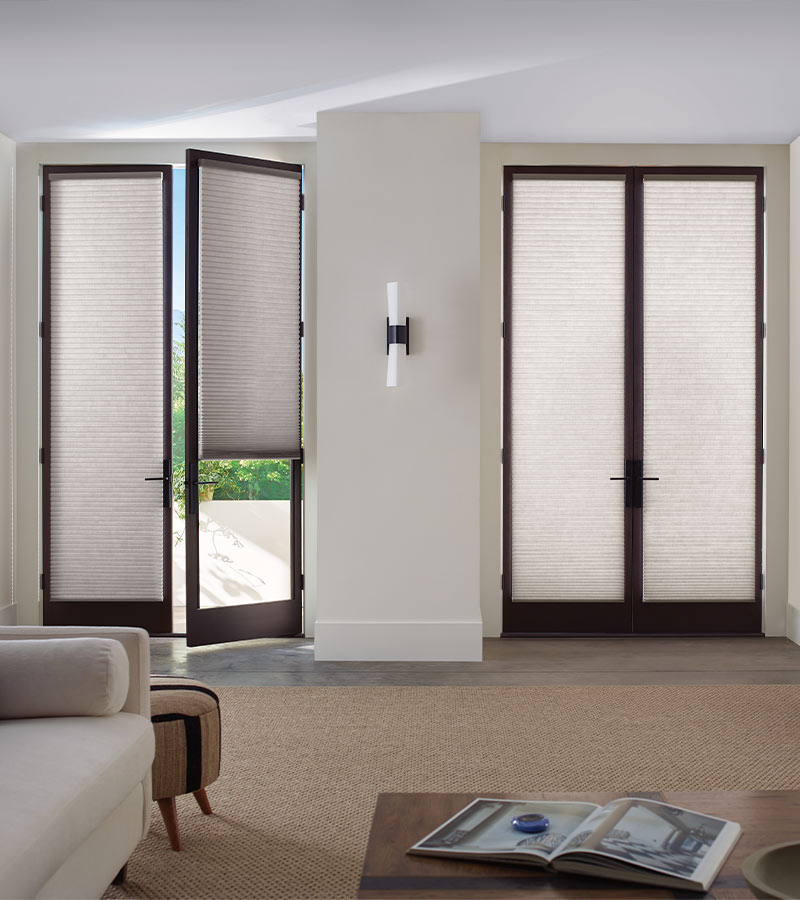 white Window Coverings for Sliding Glass Doors in living room