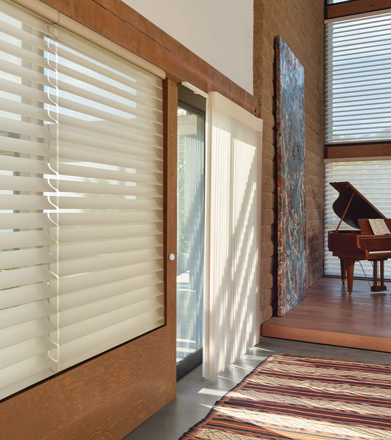 music room with cream Blinds for Sliding Glass Doors little canada