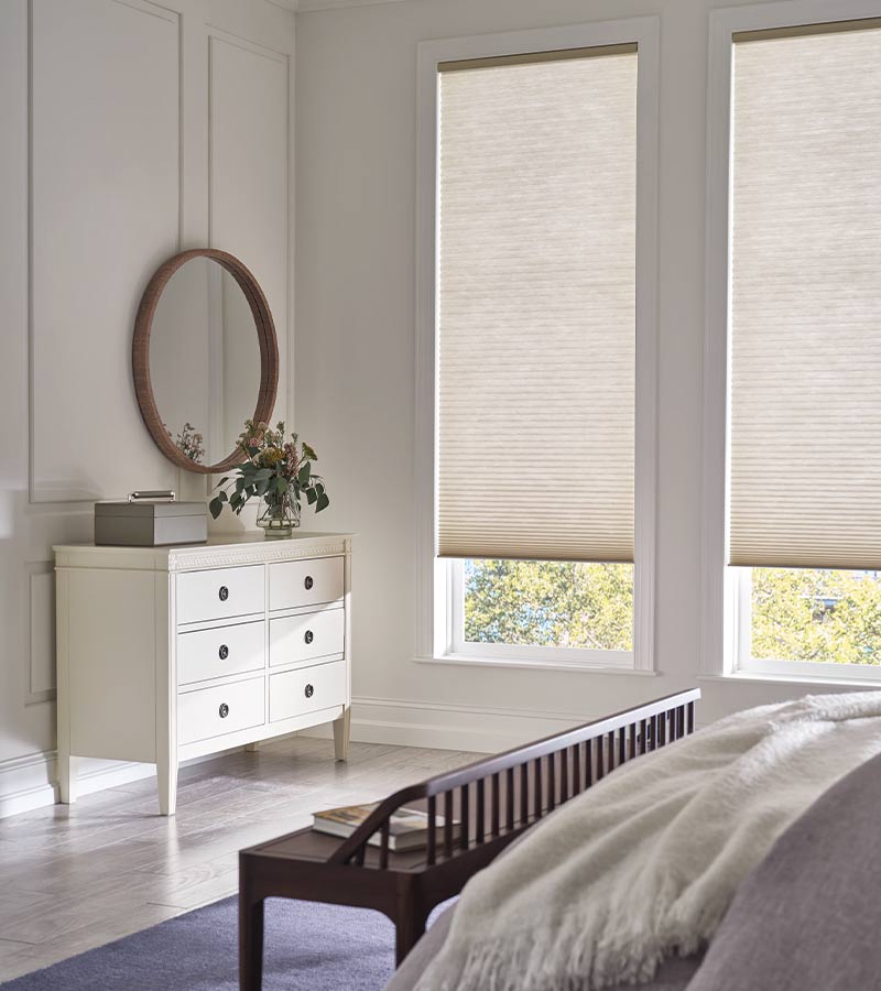 energy-efficient-duette-window-treatments-aero-drapery-and-blind white energy efficient window treatments in bedroom