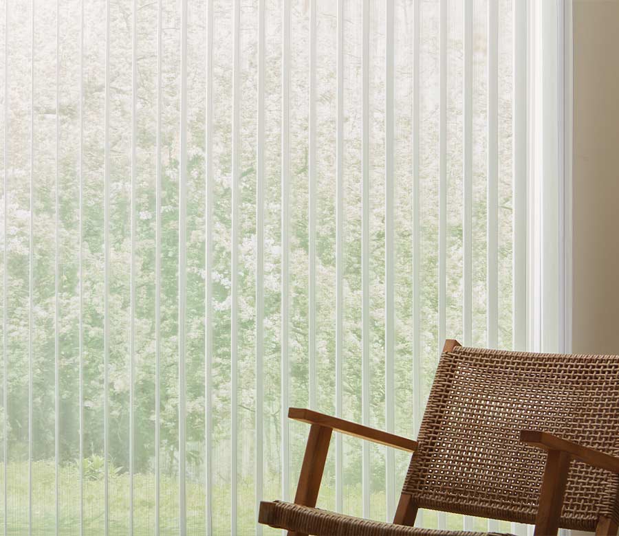living room with white sheer shades