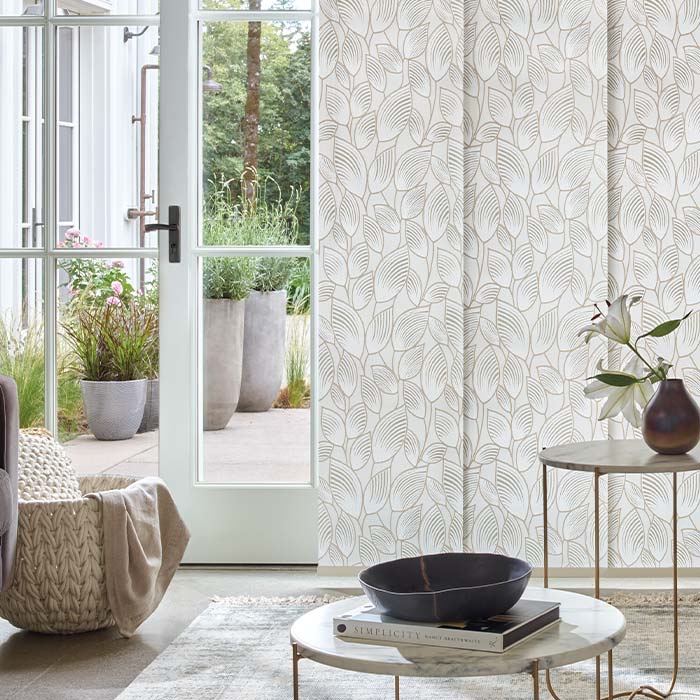 gliding window panels covering wide sliding glass doors